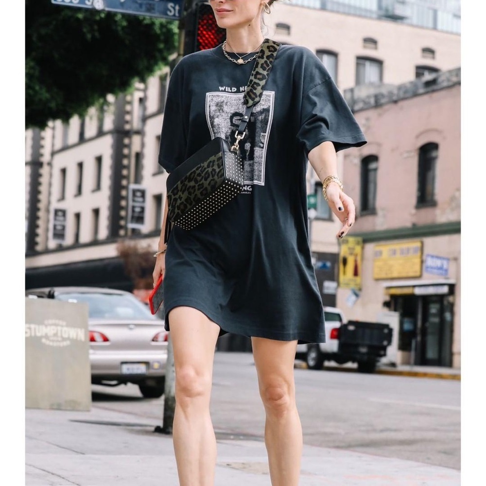 NEW ANINE BING Harley Mohawk Tee T-Shirt Dress Size XS 100% Cotton Graphic Tee - Picture 3 of 14